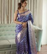 Royalblue color art silk blend sarees with blouse