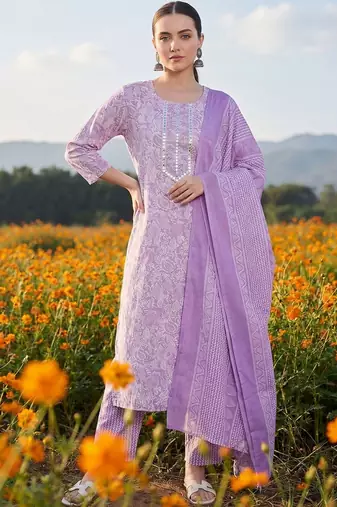 Women Floral Printed Regular Mirror Work Kurta with Trousers & With Dupatta
