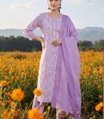 Women Floral Printed Regular Mirror Work Kurta with Trousers & With Dupatta