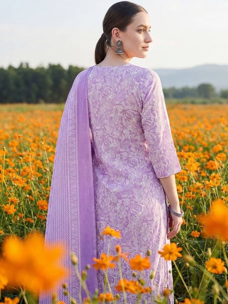 Women Floral Printed Regular Mirror Work Kurta with Trousers & With Dupatta