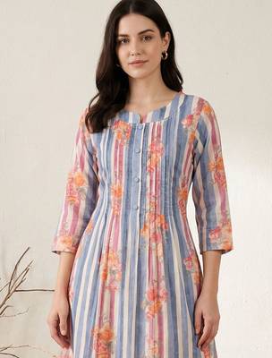 Women Printed Regular Beads and Stones Pure Cotton Kurta with Trousers 2