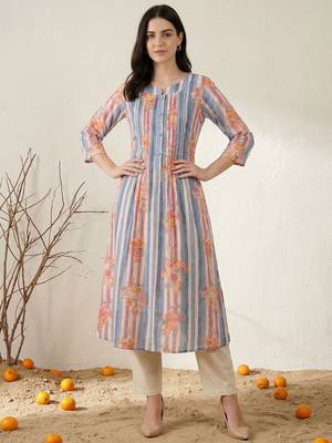 Women Printed Regular Beads and Stones Pure Cotton Kurta with Trousers 5