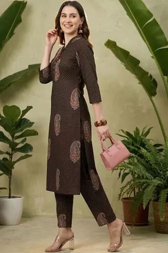 Women Paisley Printed Regular Pure Cotton Kurta with Trousers