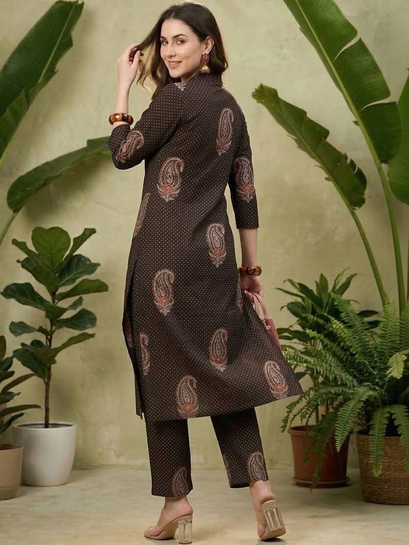 Women Paisley Printed Regular Pure Cotton Kurta with Trousers
