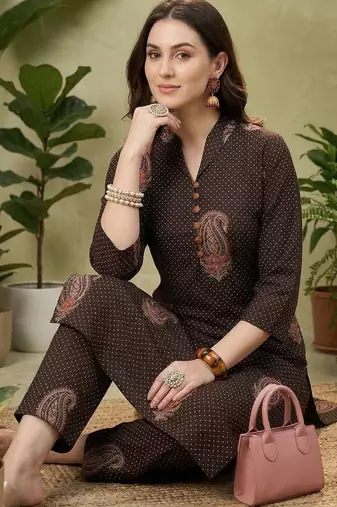 Women Paisley Printed Regular Pure Cotton Kurta with Trousers
