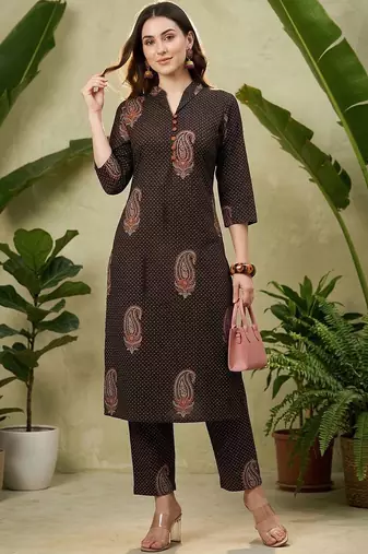 Women Paisley Printed Regular Pure Cotton Kurta with Trousers
