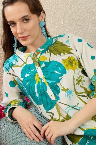 Women Floral Printed Regular Pure Cotton Kurta with Trousers
