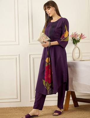 Women Floral Printed Regular Pure Cotton Kurta with Trousers 1