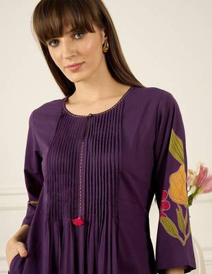 Women Floral Printed Regular Pure Cotton Kurta with Trousers 2