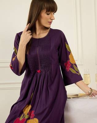 Women Floral Printed Regular Pure Cotton Kurta with Trousers 5