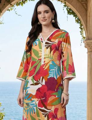 Women Floral Printed Regular Pure Cotton Kurta with Trousers 2