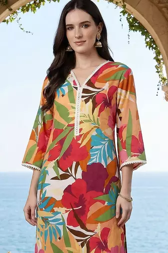 Women Floral Printed Regular Pure Cotton Kurta with Trousers