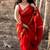 Red color art silk blend sarees with blouse