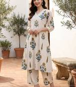 Women Floral Printed Regular Pure Cotton Kurta with Palazzos