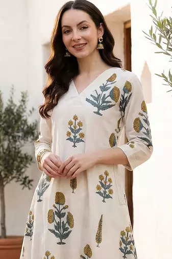 Women Floral Printed Regular Pure Cotton Kurta with Palazzos