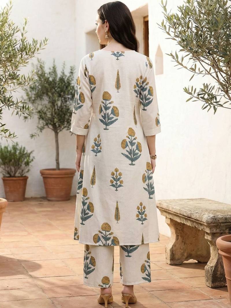 Women Floral Printed Regular Pure Cotton Kurta with Palazzos