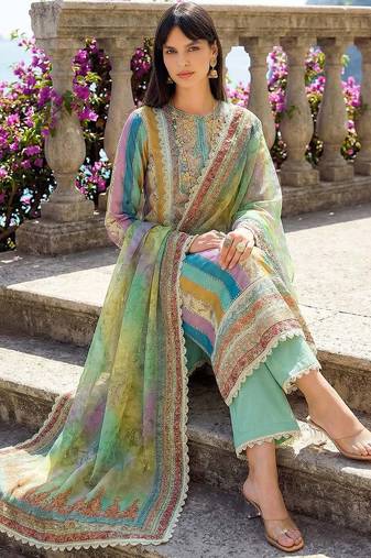 Women Printed Regular Thread Work Kurta with Trousers & With Dupatta