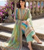 Women Printed Regular Thread Work Kurta with Trousers & With Dupatta