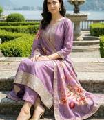 Women Floral Embroidered Empire Thread Work Kurta with Trousers & With Dupatta