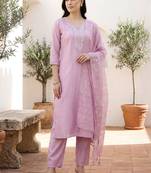 Women Ethnic Motifs Embroidered Regular Mirror Work Liva Kurta with Trousers & With Dupatta