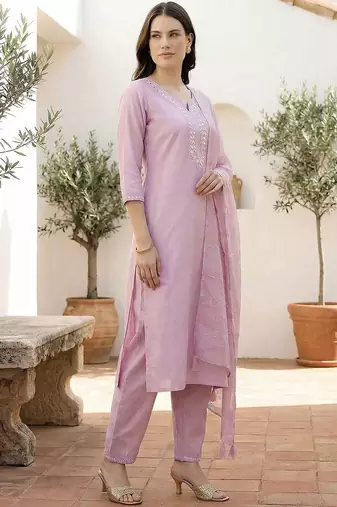 Women Ethnic Motifs Embroidered Regular Mirror Work Liva Kurta with Trousers & With Dupatta