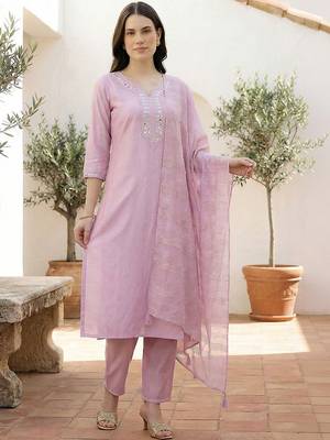 Women Ethnic Motifs Embroidered Regular Mirror Work Liva Kurta with Trousers & With Dupatta 6