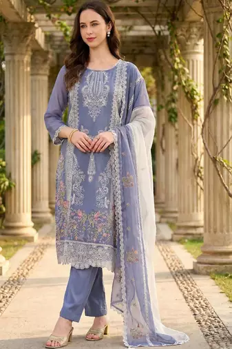 Women Ethnic Motifs Embroidered Regular Thread Work Kurta with Trousers & With Dupatta