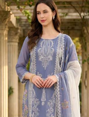 Women Ethnic Motifs Embroidered Regular Thread Work Kurta with Trousers & With Dupatta 2
