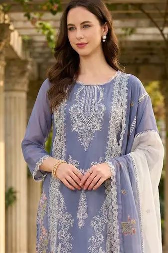 Women Ethnic Motifs Embroidered Regular Thread Work Kurta with Trousers & With Dupatta