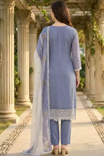 Women Ethnic Motifs Embroidered Regular Thread Work Kurta with Trousers & With Dupatta