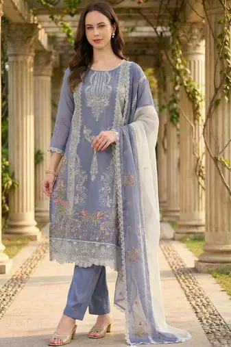 Women Ethnic Motifs Embroidered Regular Thread Work Kurta with Trousers & With Dupatta