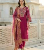 Women Ethnic Motifs Embroidered Regular Thread Work Kurta with Trousers & With Dupatta