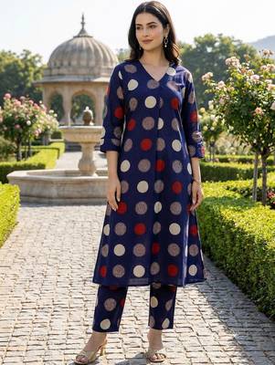 Women Ethnic Motifs Printed Regular Pure Cotton Kurta with Trousers 6