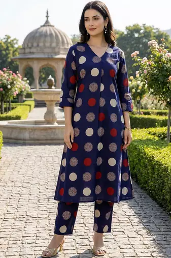 Women Ethnic Motifs Printed Regular Pure Cotton Kurta with Trousers