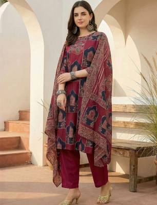 Women Ethnic Motifs Printed Sequinned Pure Cotton Kurta With Trousers & Dupatta 3