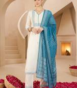 Women Ethnic Motifs Embroidered Regular Thread Work Pure Cotton Kurta with Trousers & With Dupatta