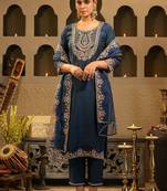Women Ethnic Motifs Embroidered Regular Thread Work Liva Kurta with Trousers & With Dupatta
