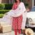 Women Floral Printed Pleated Beads and Stones Pure Cotton Kurta with Trousers & With Dupatta