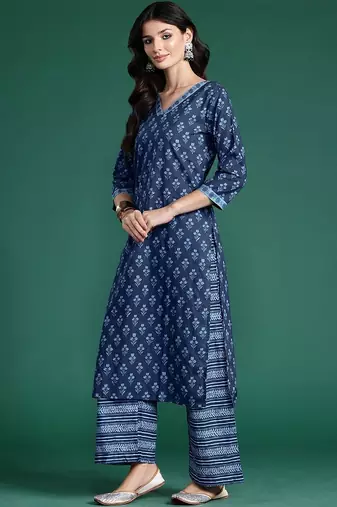 Women Ethnic Motifs Printed Regular Pure Cotton Kurta with Palazzos & With Dupatta