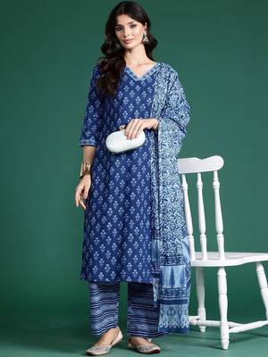 Women Ethnic Motifs Printed Regular Pure Cotton Kurta with Palazzos & With Dupatta 6