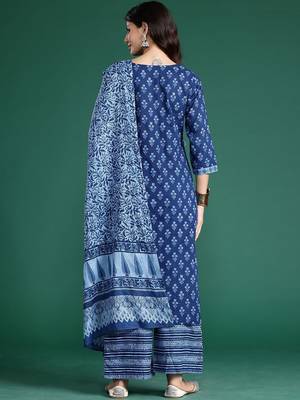 Women Ethnic Motifs Printed Regular Pure Cotton Kurta with Palazzos & With Dupatta 7
