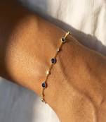Blue Sapphire Look Gold Plated Delicate Chain Bracelet