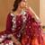 Floral Embroidered Straight Thread Work Kurta with Trousers & Dupatta