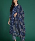 Ethnic Motifs Printed Regular Pure Cotton Kurta With Trousers & Dupatta
