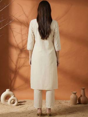 Women Floral Embroidered Regular Thread Work Pure Cotton Kurta with Trousers 3