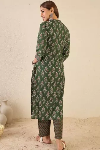 Women Ethnic Motifs Printed Regular Pure Cotton Kurta with Trousers