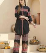 Women Ethnic Motifs Printed Regular Beads and Stones Pure Cotton Kurta with Palazzos