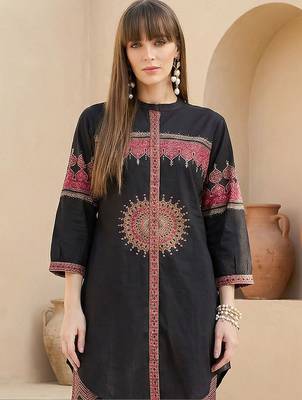 Women Ethnic Motifs Printed Regular Beads and Stones Pure Cotton Kurta with Palazzos 4