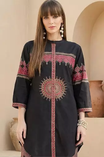 Women Ethnic Motifs Printed Regular Beads and Stones Pure Cotton Kurta with Palazzos