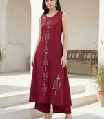 Women Ethnic Motifs Embroidered Regular Thread Work Pure Cotton Kurta with Palazzos